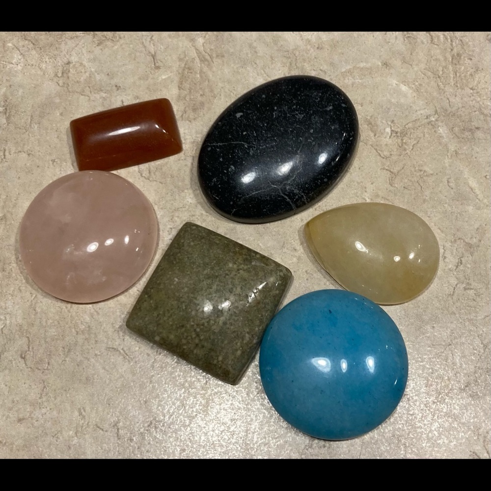 Six large semi precious stones